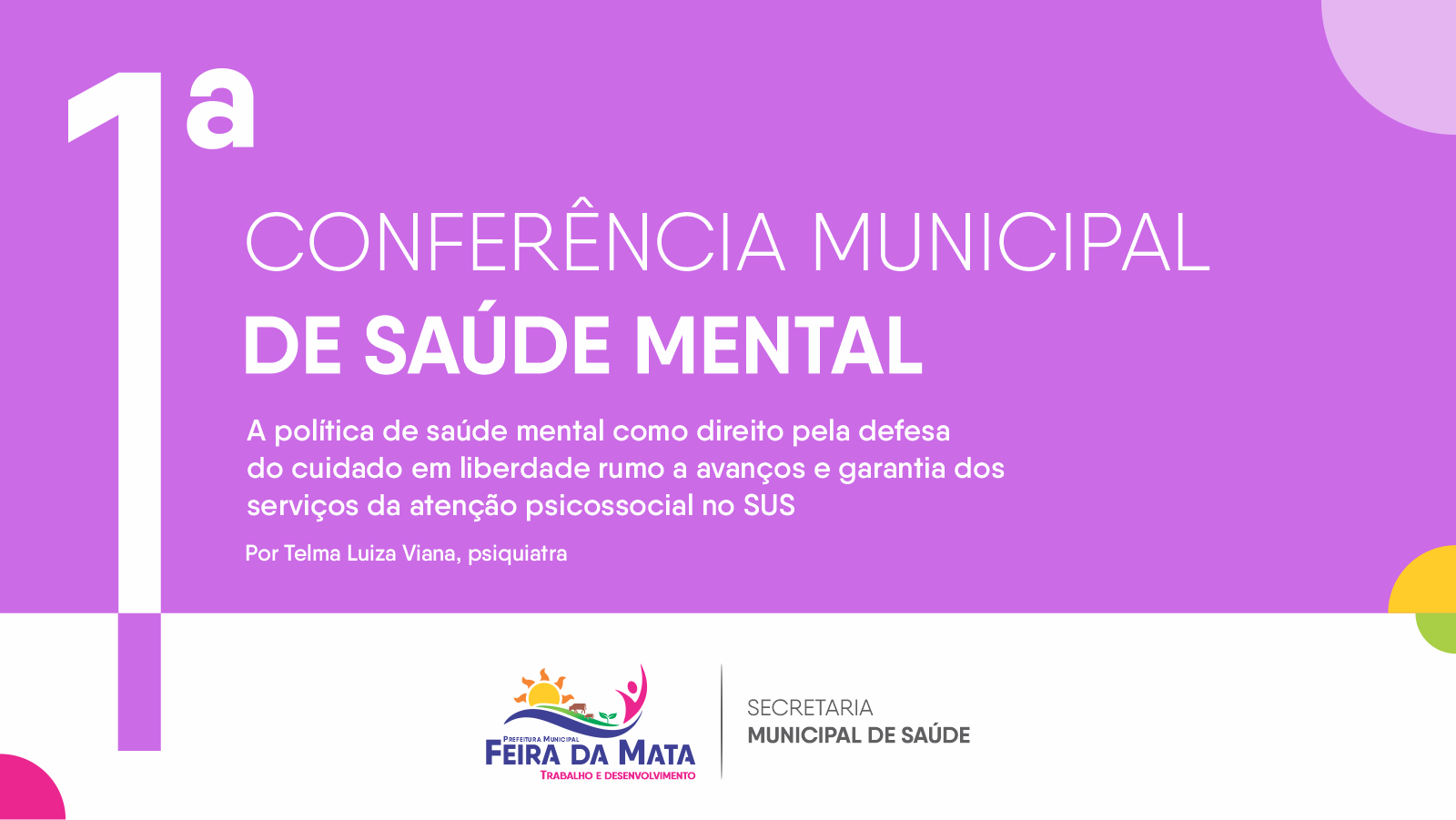 Prefeitura de Feira da Mata realizará 1ª Conferência Municipal de Saúde Mental
